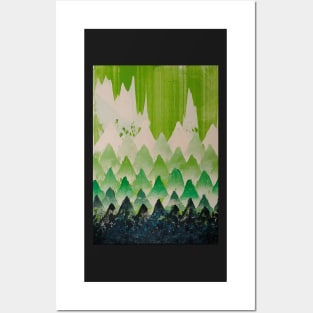 Oil painting abstract  pine forest and mountain GREEN style Posters and Art